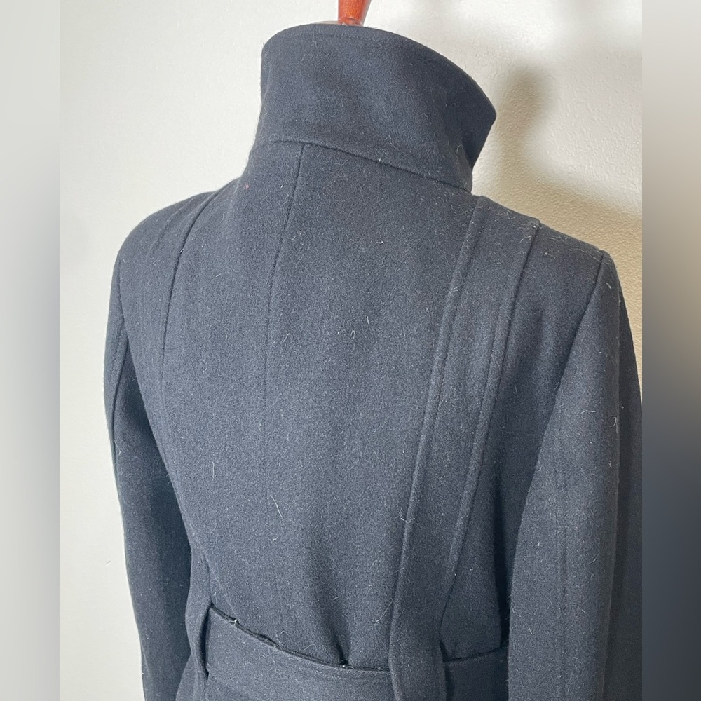 Beautiful Calvin Klein Wool Tie Waist Dress Coat Black Size 6 - Picture 4 of 16